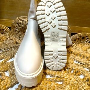 Public Desire Brand White Vegan Leather Platform Boots